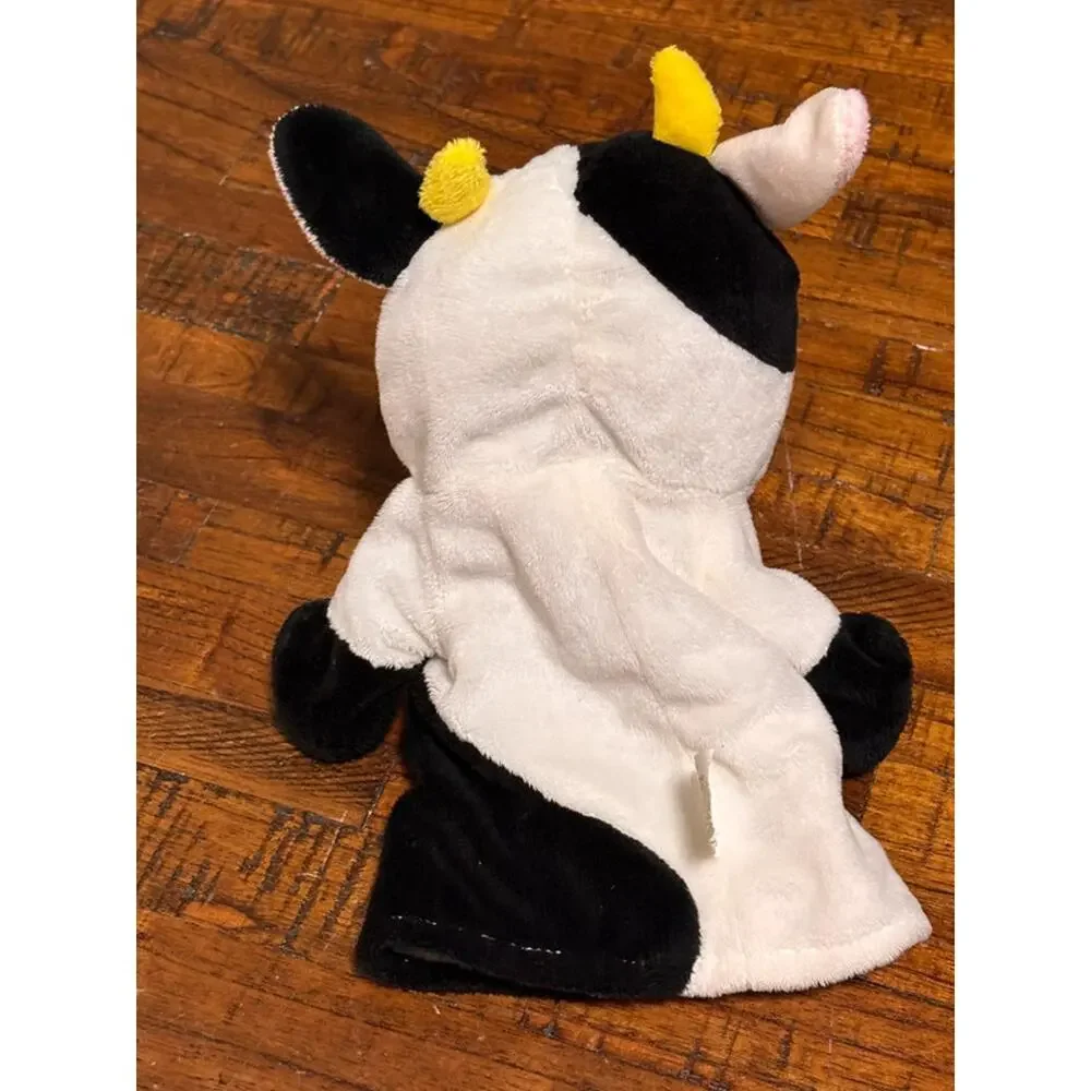 KellyToy Hand Puppet Plush Cow Black White 12” inches Nursery Play Learning